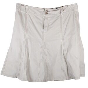 Athleta Corduroy Mini Skirt 12 Beige Gorpcore Paneled A-Line Floral Waistband